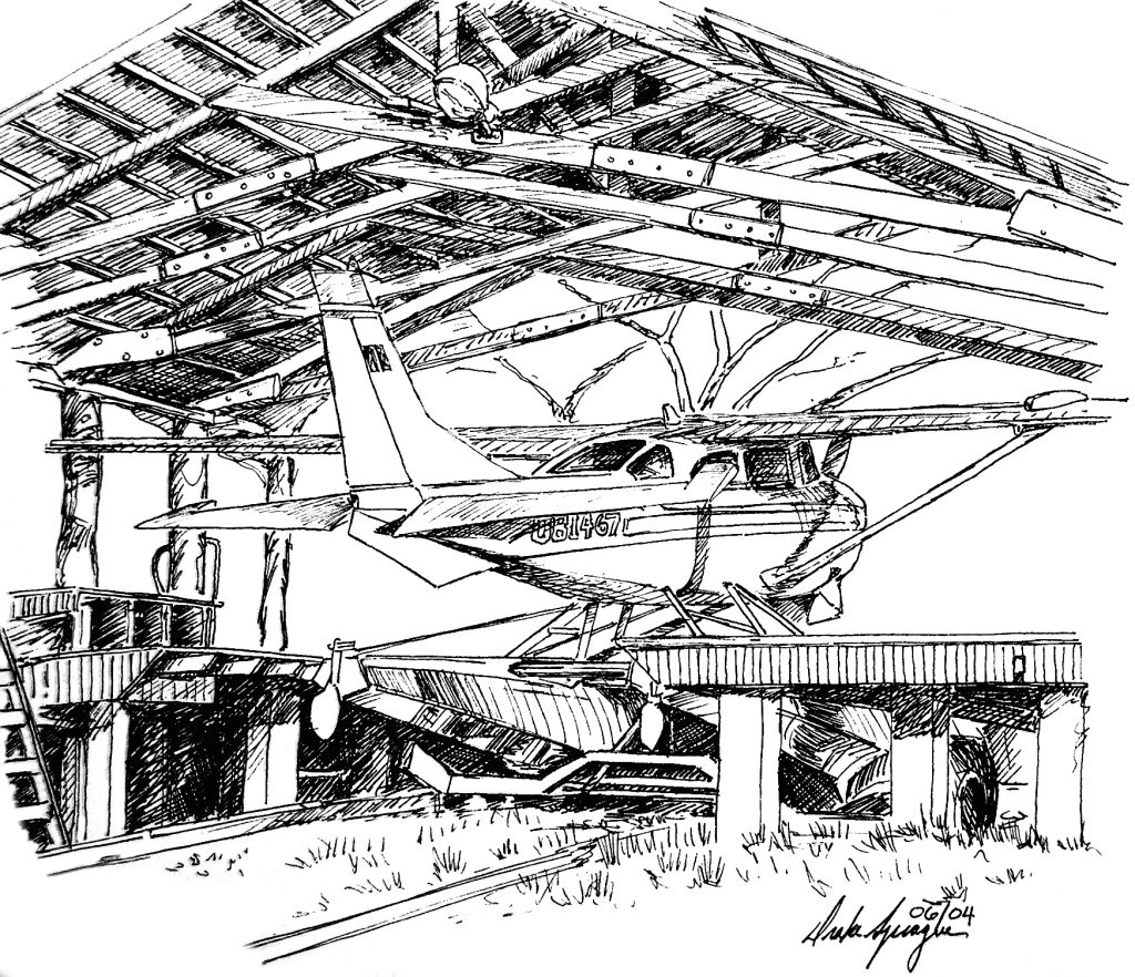 Sketch of a Missionary Float Plane in Cashibo, Peru