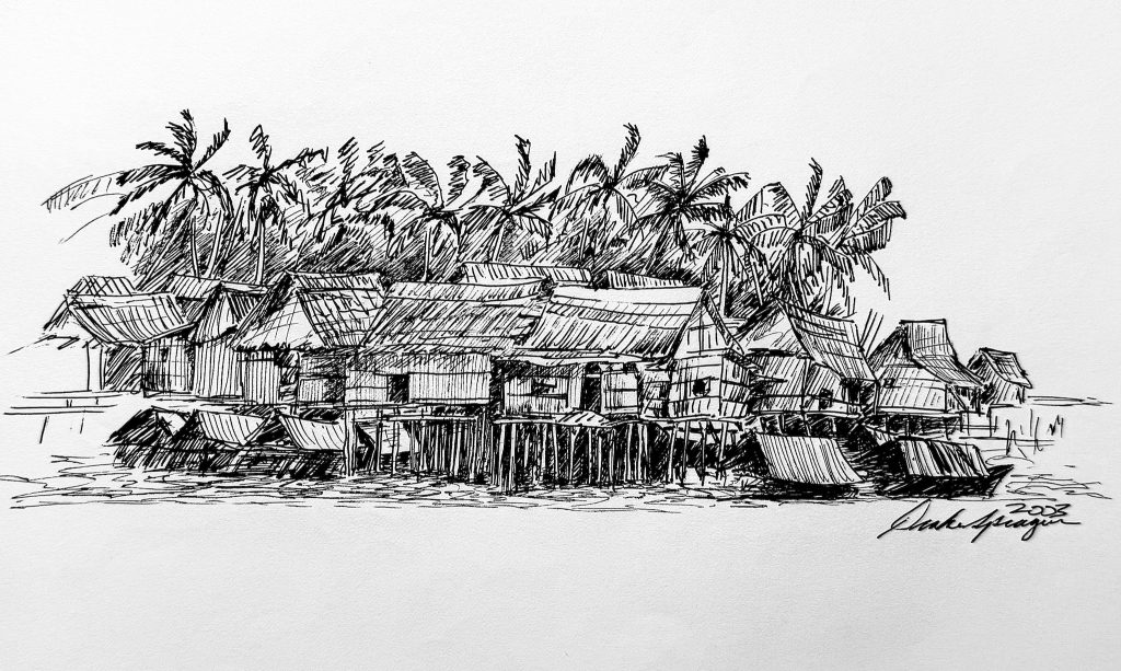 Sketch of a Riverside Jungle Village